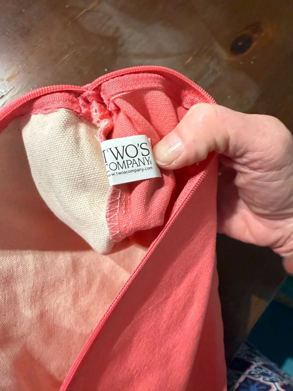 Coral Colored Clutch/Cosmetic Bag by Two's Company